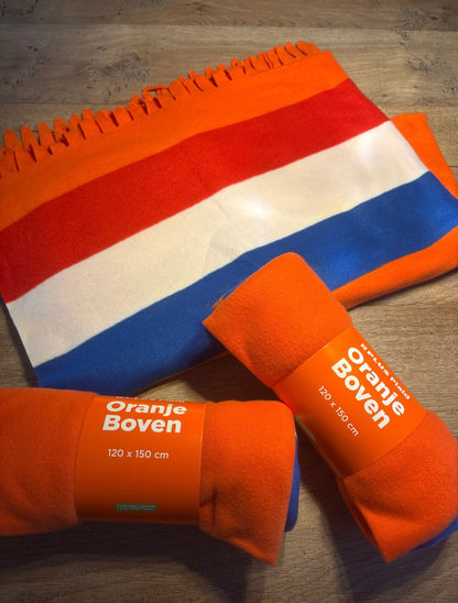 Oranje fleece kleed met NL vlag