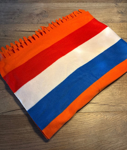 Oranje fleece kleed met NL vlag