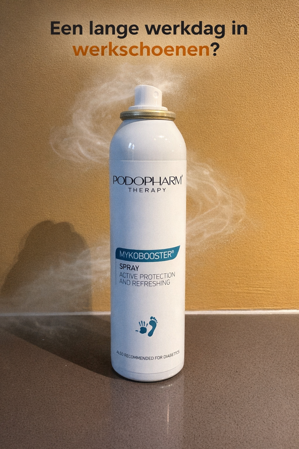 Podopharm MYKOBOOSTER® Verzorgings- en hygiënespray voor handen, voeten en (werk- en veiligheids)schoenen 100 ml.