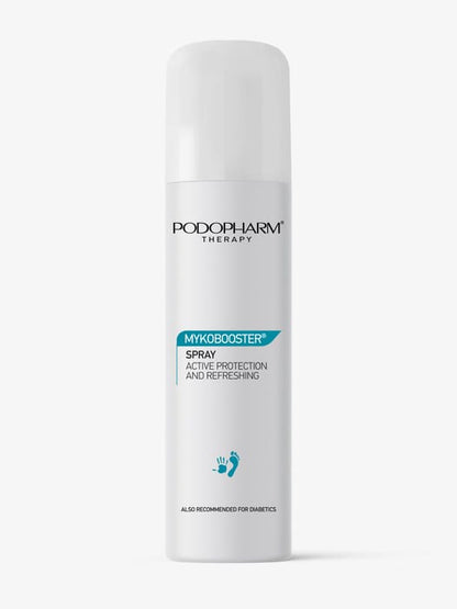 Podopharm MYKOBOOSTER® Verzorgings- en hygiënespray voor handen, voeten en (werk- en veiligheids)schoenen 100 ml.